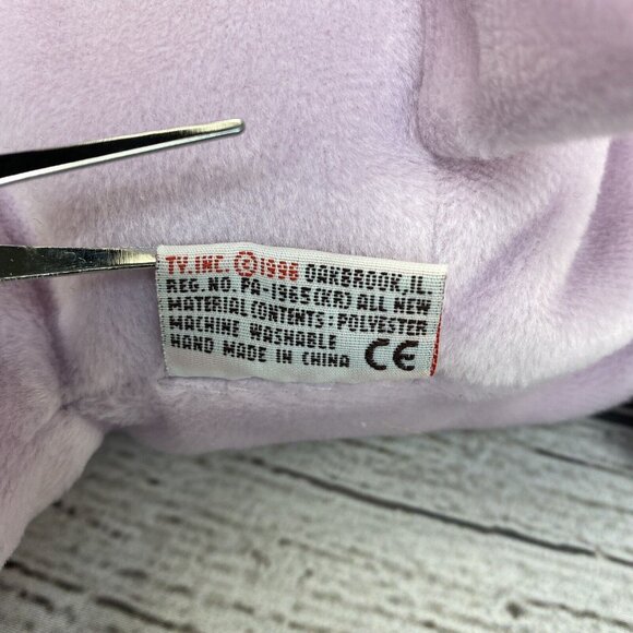 TUBBY 1996 TY Pillow Pals Lavender Hippo Soft Plush 15” Kids Stuffed Animal Toy - Picture 9 of 13